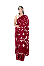 Maroon Bandhej Modal Silk Saree with Bandhani Pallu