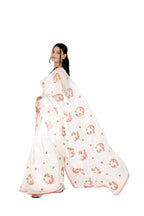 Off White Crushed Tissue Saree with Thread Work