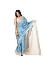 Blue Cotton-Silk Saree with Sequin Work & Matching Blouse