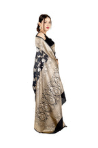 Black Banarasi Silk Saree with Golden Zari Border