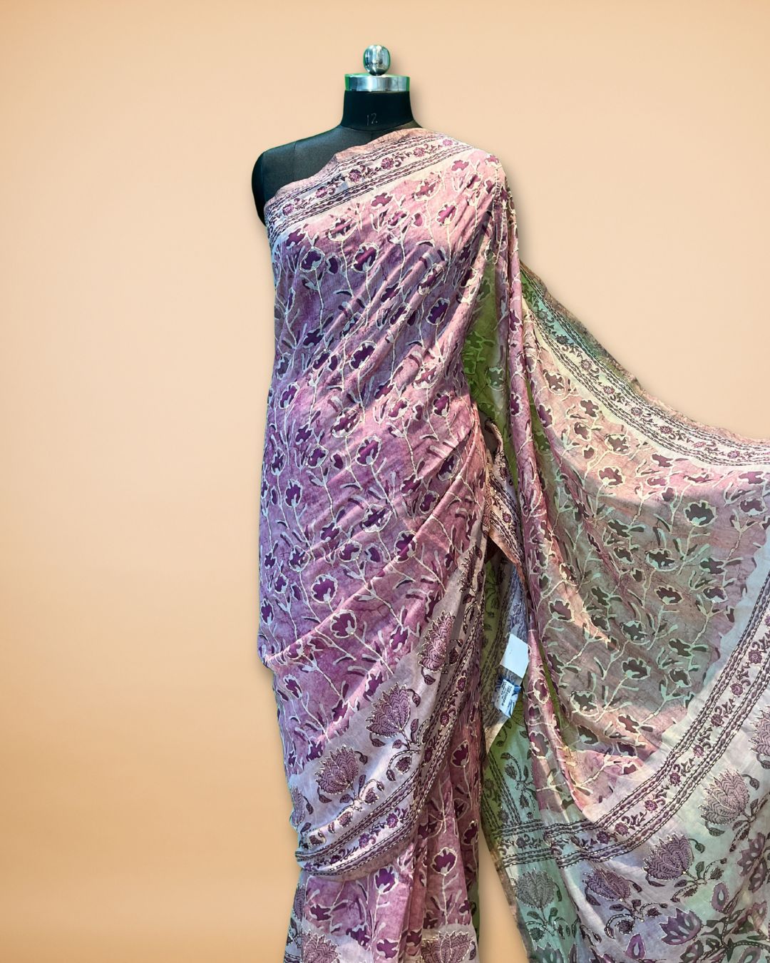 Pink Cotton Saree with Katha Work