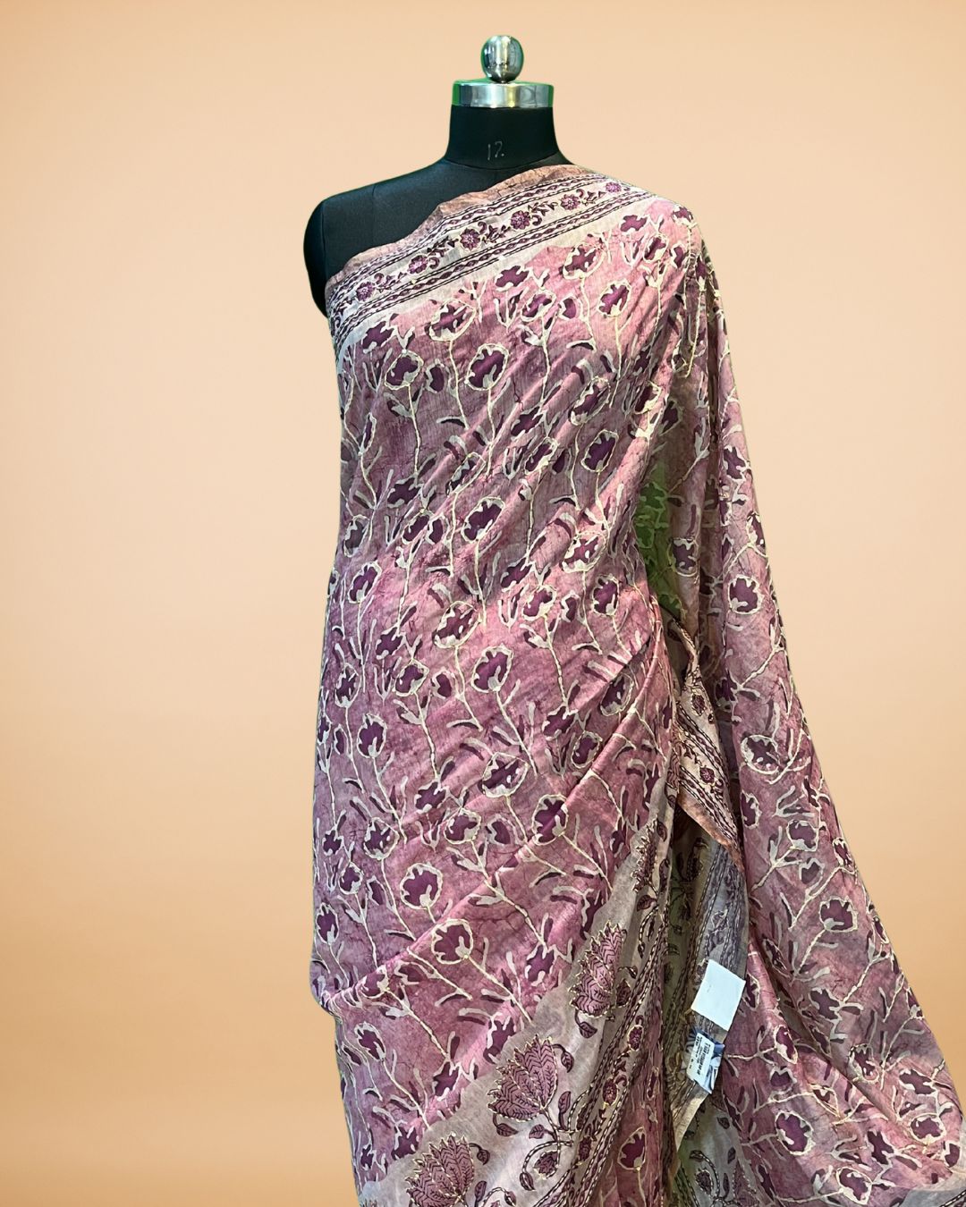 Pink Cotton Saree with Katha Work