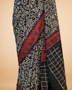 Black Cotton Saree with Allover Floral Print