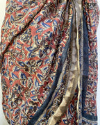 Cotton Katha Work Brown Red Saree - Sutra Saree