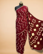 Maroon Bandhej Modal Silk Saree with Bandhani Pallu