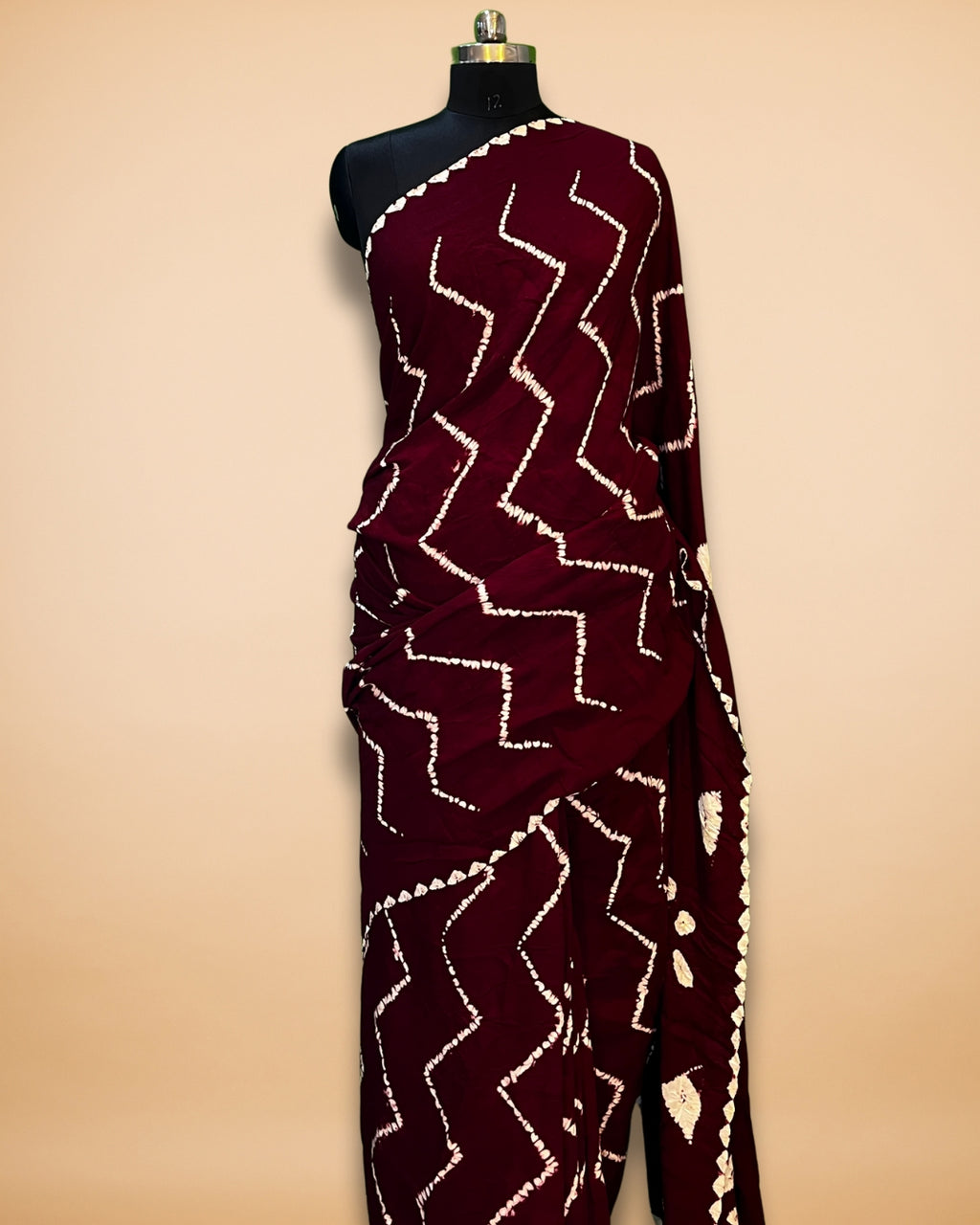 Maroon Bandhej Modal Silk Saree with Bandhani Pallu
