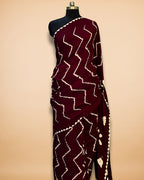 Maroon Bandhej Modal Silk Saree with Bandhani Pallu
