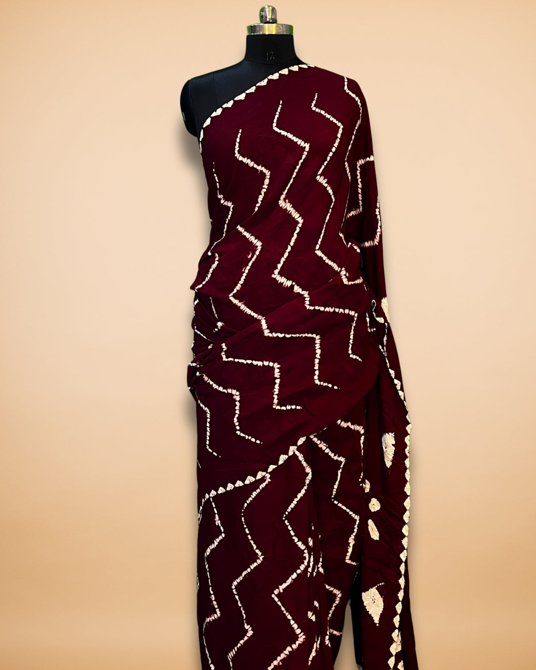 Maroon Bandhej Modal Silk Saree with Bandhani Pallu