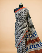Blue-Brown Chanderi Silk Saree with Allover Sequin Work
