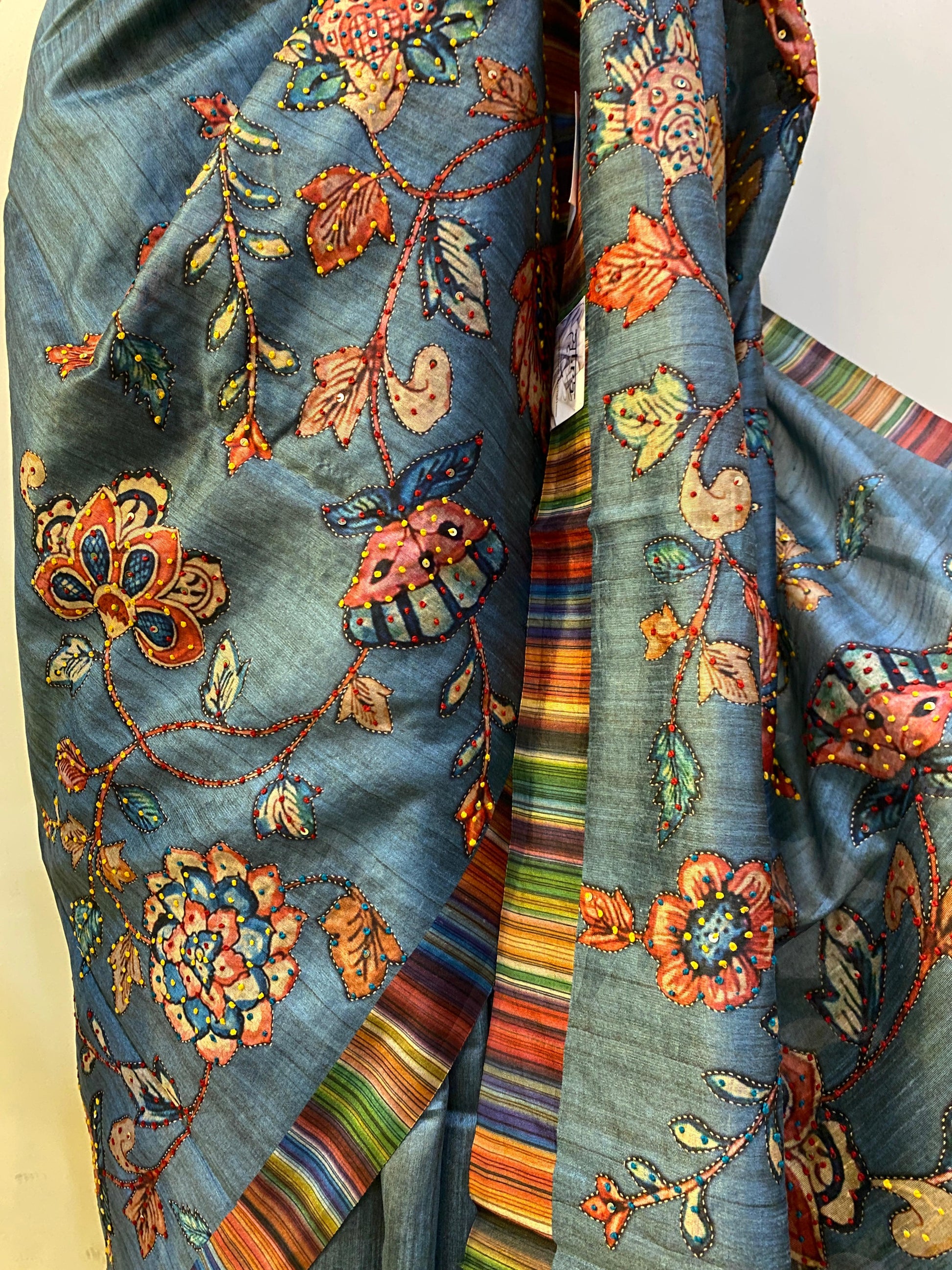 Raw Silk Blue Saree - Sutra Saree